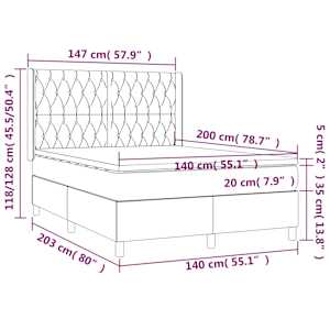 Box spring postel s matrací a LED černá 140x200 cm textil - obrázek 8