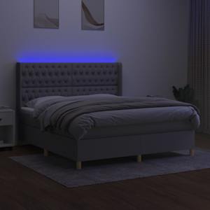 Box spring postelja z vzmetnico LED sv. siva 160x200 cm blago - slika 3