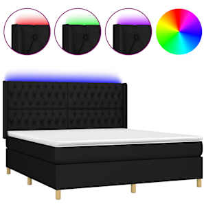 Box spring postel s matrací a LED černá 160x200 cm textil - obrázek 2