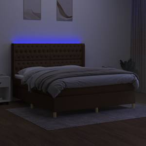 vidaXL Boxspringbett mit Matratze & LED Dunkelbraun 160x200 cm Stoff