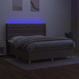 vidaXL Cama box spring colch&atilde;o/LED 160x200 cm tecido cinza-acastanhado