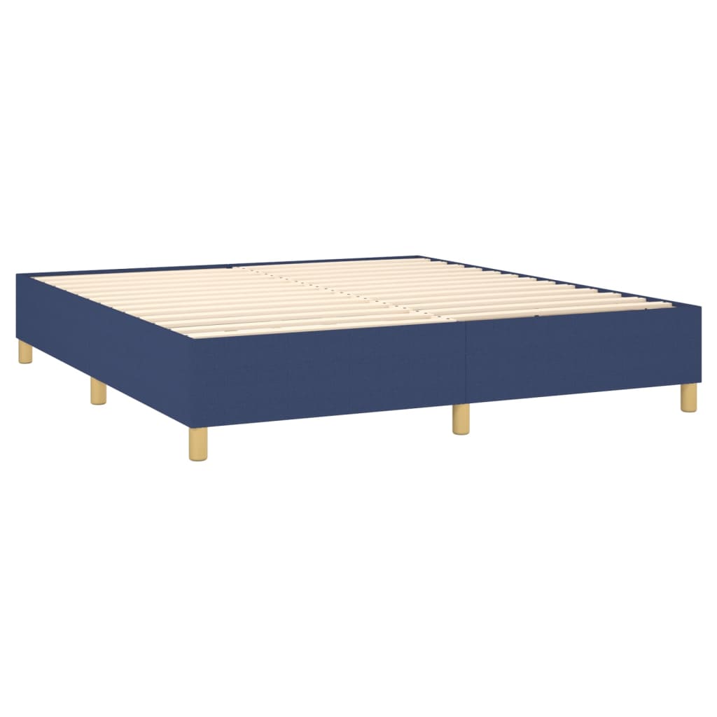 Box spring postel s matrací a LED modrá 180x200 cm textil
