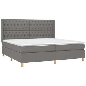 Box spring postel s matrací a LED tmavě šedá 200x200 cm textil - obrázek 4