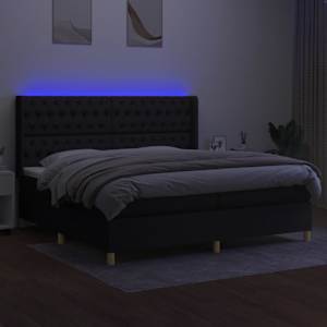 Box spring postel s matrací a LED černá 200x200 cm textil - obrázek 3