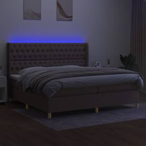 Box spring postel s matrací a LED taupe 200x200 cm textil - obrázek 3