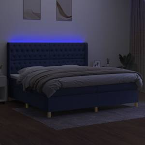 Box spring postel s matrací a LED modrá 200x200 cm textil - obrázek 3