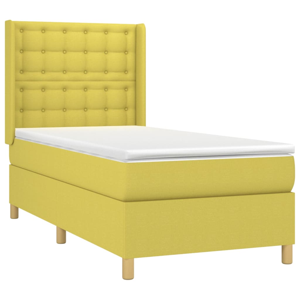 Box spring postel s matrací a LED zelená 80 x 200 cm textil