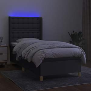 Box spring postel s matrací a LED tmavě šedá 90x190 cm textil - obrázek 3