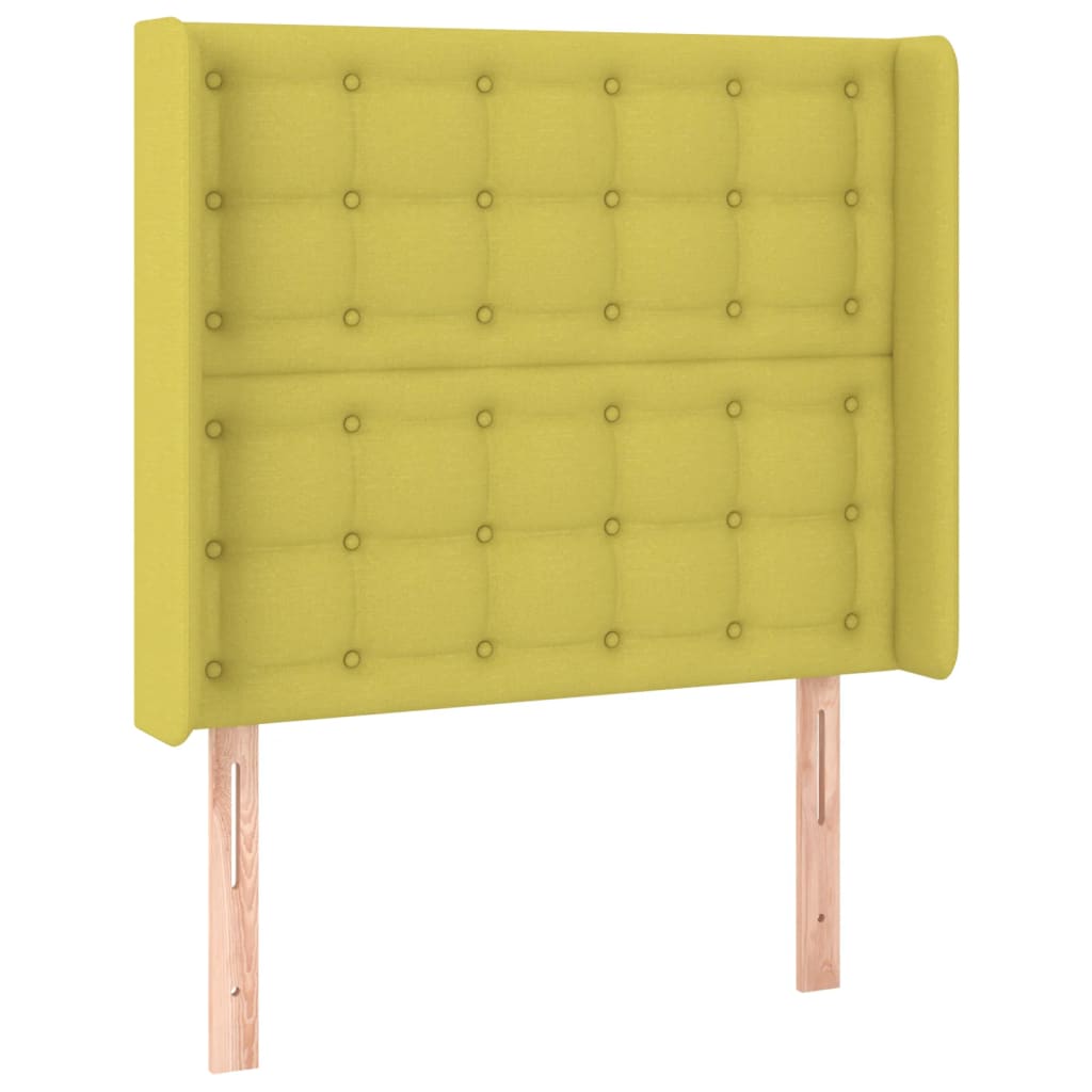Zöld szövet rugós és LED-es ágy matraccal 90x190 cm 