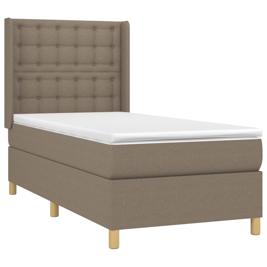 Box spring postelja z vzmetnico LED taupe 90x200 cm blago