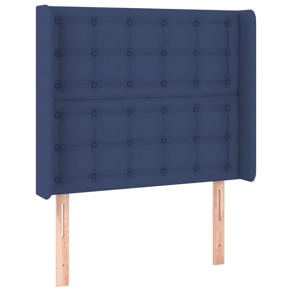 Kék szövet rugós és LED-es ágy matraccal 100x200 cm 