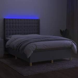 Box spring postelja z vzmetnico LED svetlo siva 140x190cm blago - slika 3