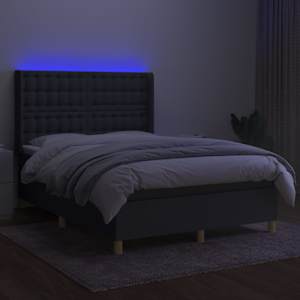 Box spring postelja z vzmetnico LED temno siva 140x190 cm blago - slika 3