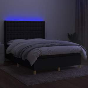 Box spring postel s matrací a LED černá 140x190 cm textil - obrázek 3