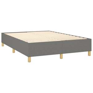 Box spring postelja z vzmetnico LED temno siva 140x200 cm blago - slika 5