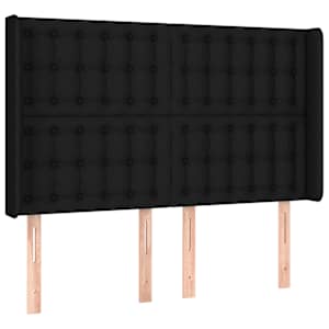 Box spring postelja z vzmetnico LED črna 140x200 cm blago - slika 7