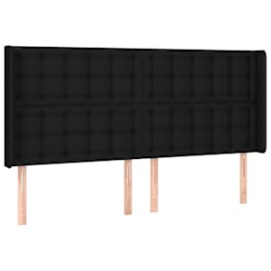 Box spring postelja z vzmetnico LED črna 160x200 cm blago - slika 7