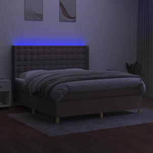 Box spring postelja z vzmetnico LED taupe 160x200 cm blago - slika 3