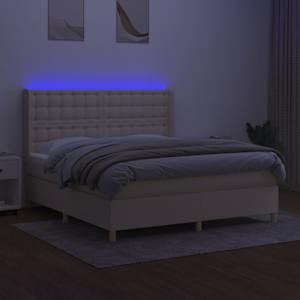 Box spring postelja z vzmetnico LED krem 160x200 cm blago - slika 3