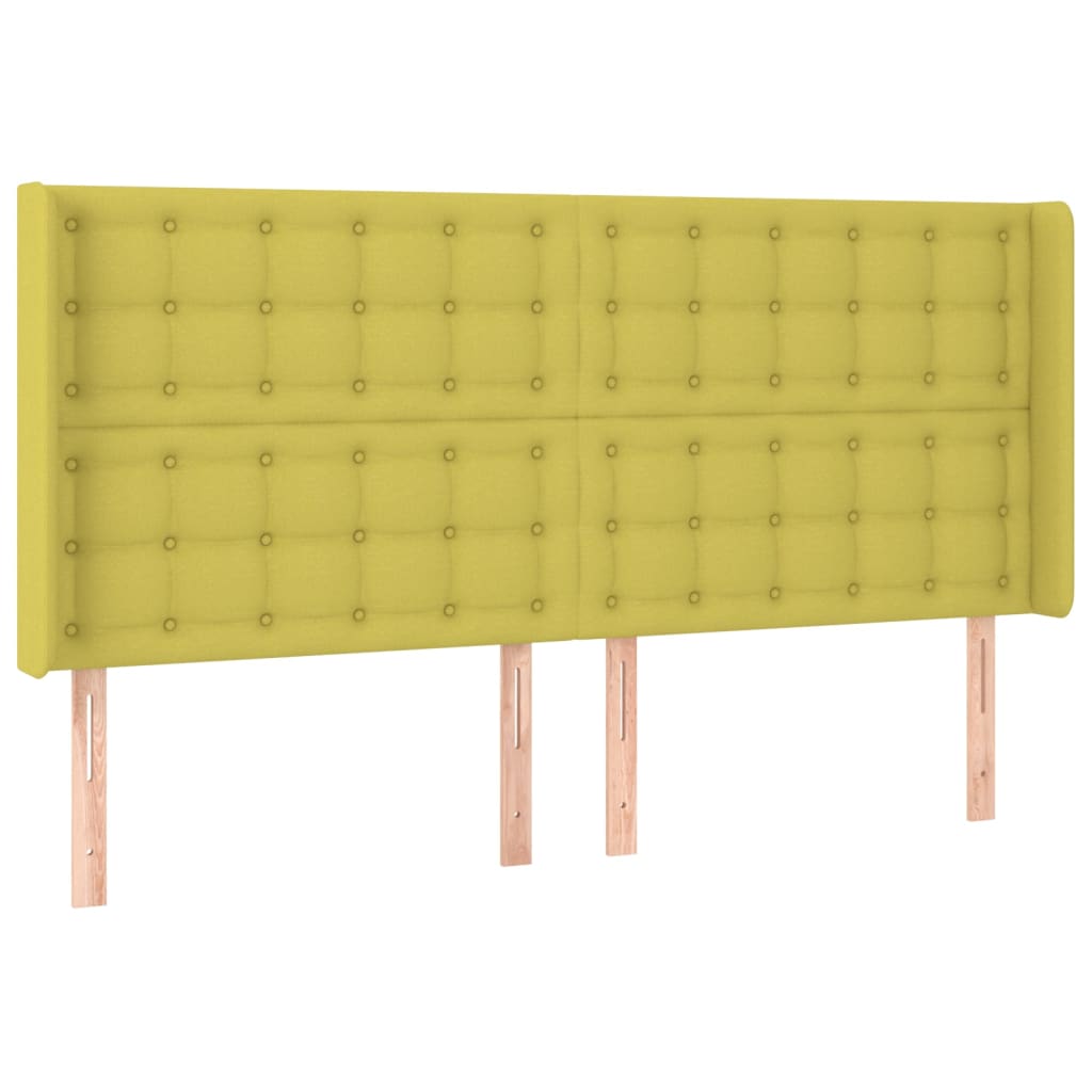 Zöld szövet rugós és LED-es ágy matraccal 160x200 cm 