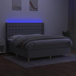 Box spring postelja z vzmetnico LED sv. siva 180x200 cm blago - slika 3