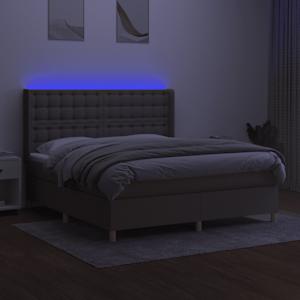 Box spring postel s matrací a LED taupe 180x200 cm textil - obrázek 3