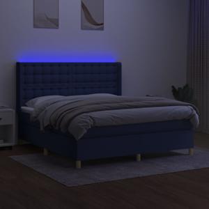 Box spring postel s matrací a LED modrá 180x200 cm textil - obrázek 3