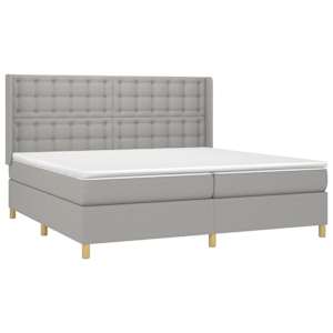 Box spring postel s matrací a LED světle šedá 200x200 cm textil - obrázek 4