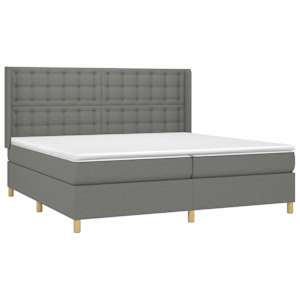 Box spring postel s matrací a LED tmavě šedá 200x200 cm textil - obrázek 4