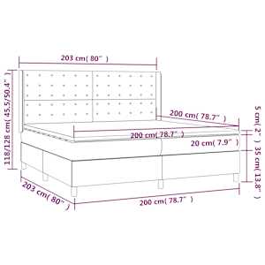 Box spring postel s matrací a LED černá 200x200 cm textil - obrázek 8