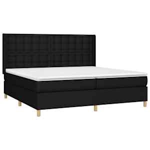 Box spring postelja z vzmetnico LED črna 200x200 cm blago - slika 4