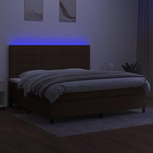 Box spring postel s matrací a LED tmavě hnědá 200x200 cm textil - obrázek 3