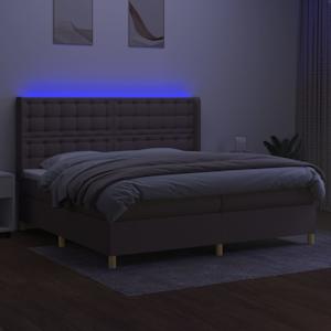 Box spring postel s matrací a LED taupe 200x200 cm textil - obrázek 3