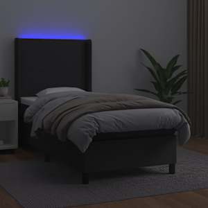 Box spring postel s matrací a LED černá 80 x 200 cm umělá kůže - obrázek 3
