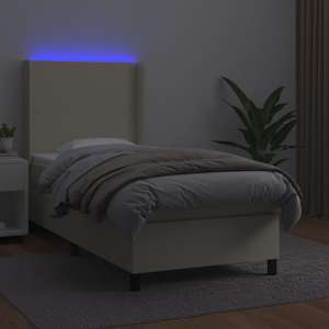 Box spring postel s matrací a LED krémová 80x200 cm umělá kůže - obrázek 3