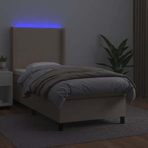 Box spring postel matrace a LED cappuccino 100x200cm umělá kůže - obrázek 3
