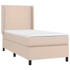 Box spring postel matrace a LED cappuccino 100x200cm umělá kůže - obrázek 4