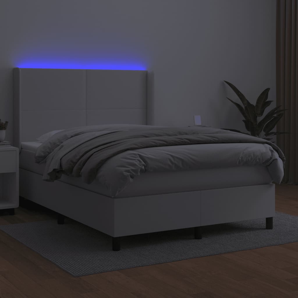 vidaXL Boxspring met matras en LED kunstleer zwart 140x190 cm afbeelding
