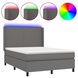 Box spring postel s matrací a LED šedá 140x190 cm umělá kůže - obrázek 2