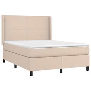 Box spring postel matrace a LED cappuccino 140x190cm umělá kůže - obrázek 4