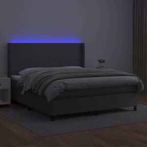 Box spring postel s matrací a LED šedá 160x200 cm umělá kůže - obrázek 3