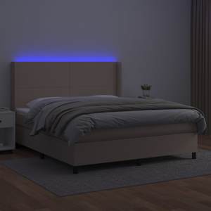 Box spring postel matrace a LED cappuccino 160x200cm umělá kůže - obrázek 3