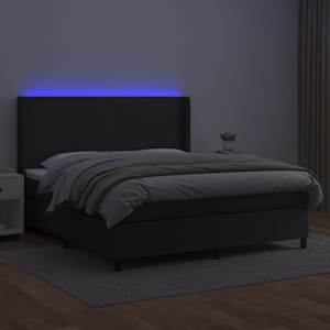 Box spring postel s matrací a LED černá 180x200 cm umělá kůže - obrázek 3