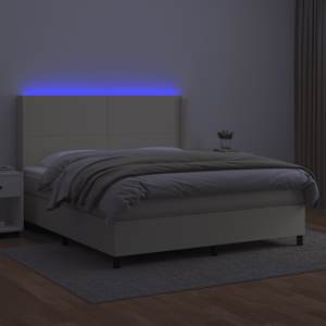 Box spring postel s matrací a LED krémová 180x200cm umělá kůže - obrázek 3