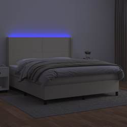 vidaXL Sommier &agrave; lattes de lit matelas LED Cr&egrave;me 180x200 cm Similicuir