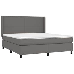 Box spring postel s matrací a LED šedá 180x200 cm umělá kůže - obrázek 4