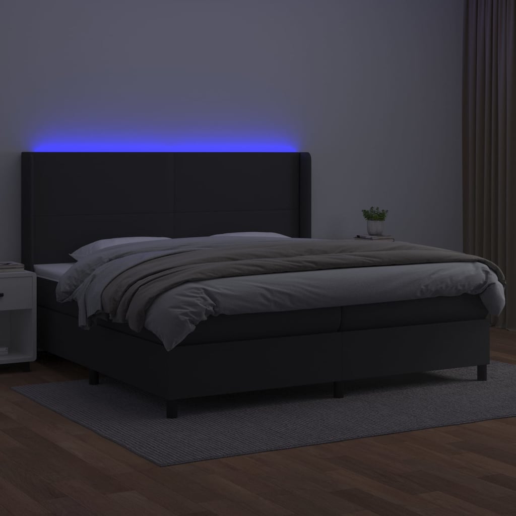Thumbnail - vidaXL Boxspringbett mit Matratze & LED Schwarz 200x200 cm Kunstleder