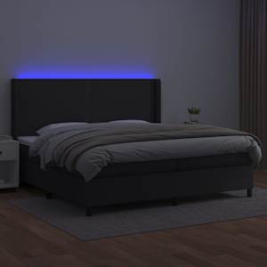 Box spring postel s matrací a LED černá 200x200 cm umělá kůže - obrázek 3