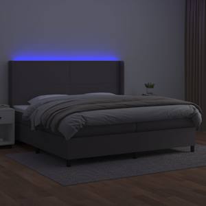 Box spring postel s matrací a LED šedá 200x200 cm umělá kůže - obrázek 3