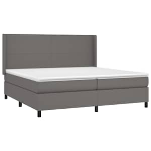 Box spring postel s matrací a LED šedá 200x200 cm umělá kůže - obrázek 4
